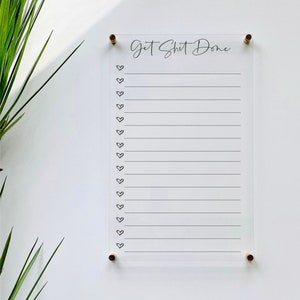 Acrylic To Do List For Wall || dry erase board  clear acrylic calendar office decor housewarming gift 03-009-094