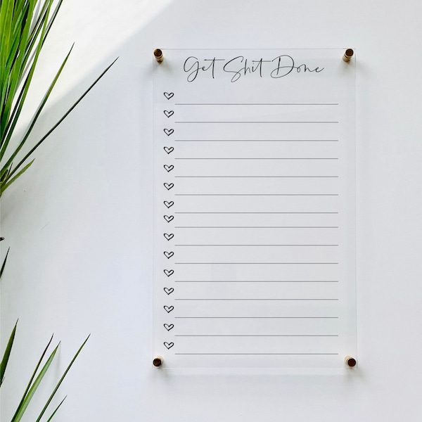 Acrylic To Do List For Wall || dry erase board  clear acrylic calendar office decor housewarming gift 03-009-094