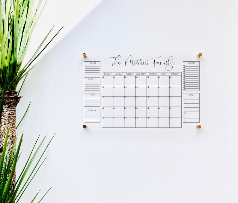 Personalized Acrylic Calendar For Wall ll office decor dry erase whiteboard family 2022 wall calendar desk perpetual hanging 03-007-030 image 3