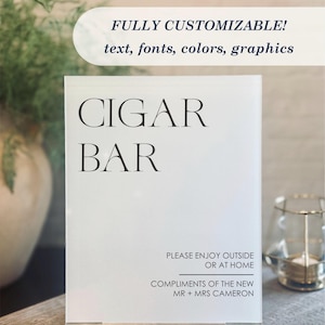Cigar Bar Sign || Clear Acrylic Wedding Sign Cigar Favors Home Bar Bachelor Party Guy Baby Shower 03-038-550