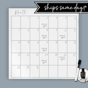 Acrylic Monthly Calendar, Sticks To Any Clean, Smooth Surface! | Dry-Erase Weekly White Board Non Magnetic For Fridge, Wall, Glass Hanging,
