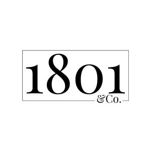 May include: Black and white logo with the number 1801 and the text "&Co."