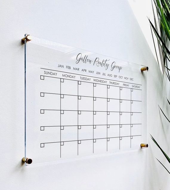Personalized Acrylic Calendar for Wall Ll Dry Erase Board Lucite Clear Acrylic  Calendar Office Decor Housewarming 03-007-001 
