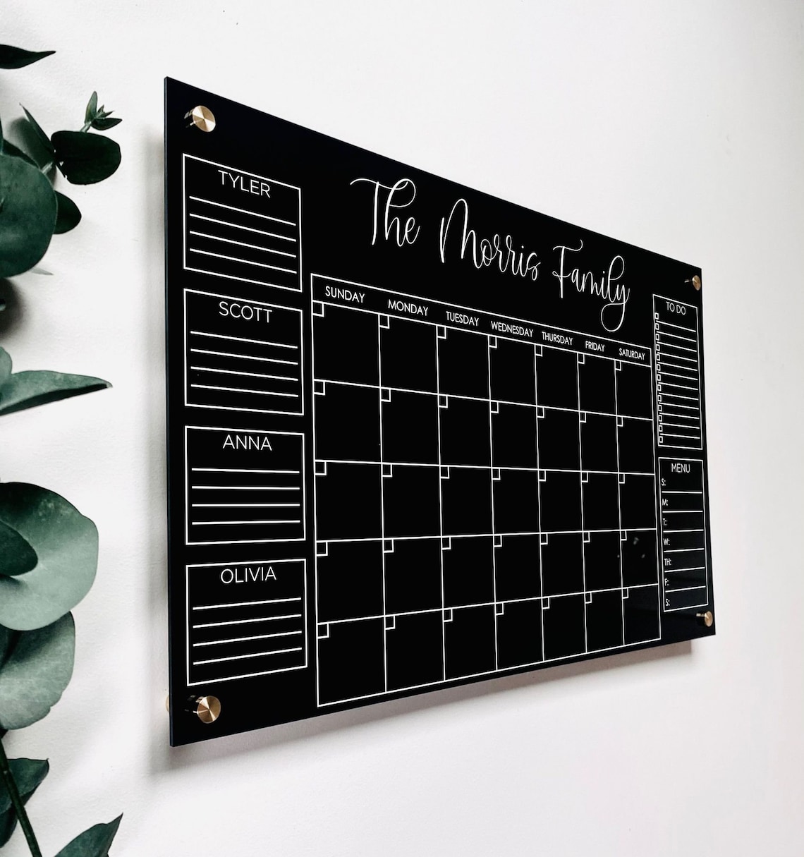 Personalized Black Acrylic Calendar For Wall office dry Etsy