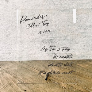 Acrylic Blank Vertical Dry Erase Board for Desktop || reusable adhd focus schedule dry erase board notes pad home office 03-013-016