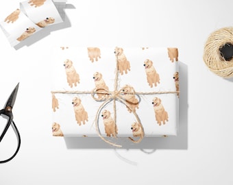 Labrador Golden Retriever Gift Wrap || Wrapping Paper Unique Gift Idea For Her Labrador Dog Print Wedding Gift Reusable Gift Wrap 03-016-032