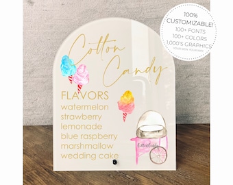 Arch Custom Cotton Candy Sign || custom buffet wedding acrylic sign Late night bites buffet bar after party table sign decor 03-038-458