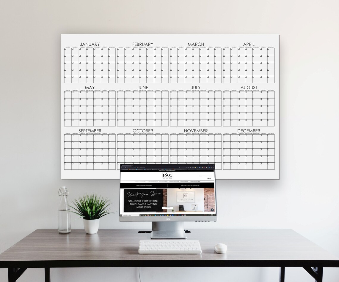 Removable Dry Erase 12 Month Calendar Office Removable Etsy