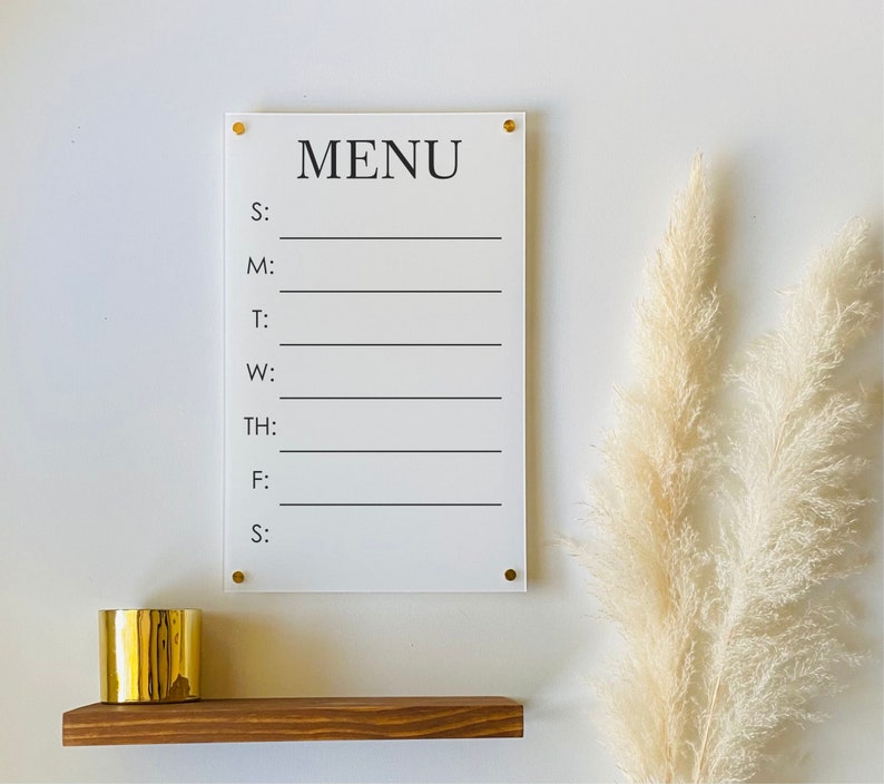 white dry erase board white acrylic calendar office decor housewarming gift 03-009-028W Acrylic Menu Board For Wall