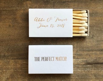The Perfect Match Personalized Matches || Wedding Matches Custom Matchbox, Wedding Favors for Guests, Wedding Send Off Cigar Bar