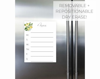 Repositionable Dry Erase Menu Board || Dry Erase Removable Damage Free Dorm Room Decor Refrigerator Fridge Wall Damage Free  03-017-091