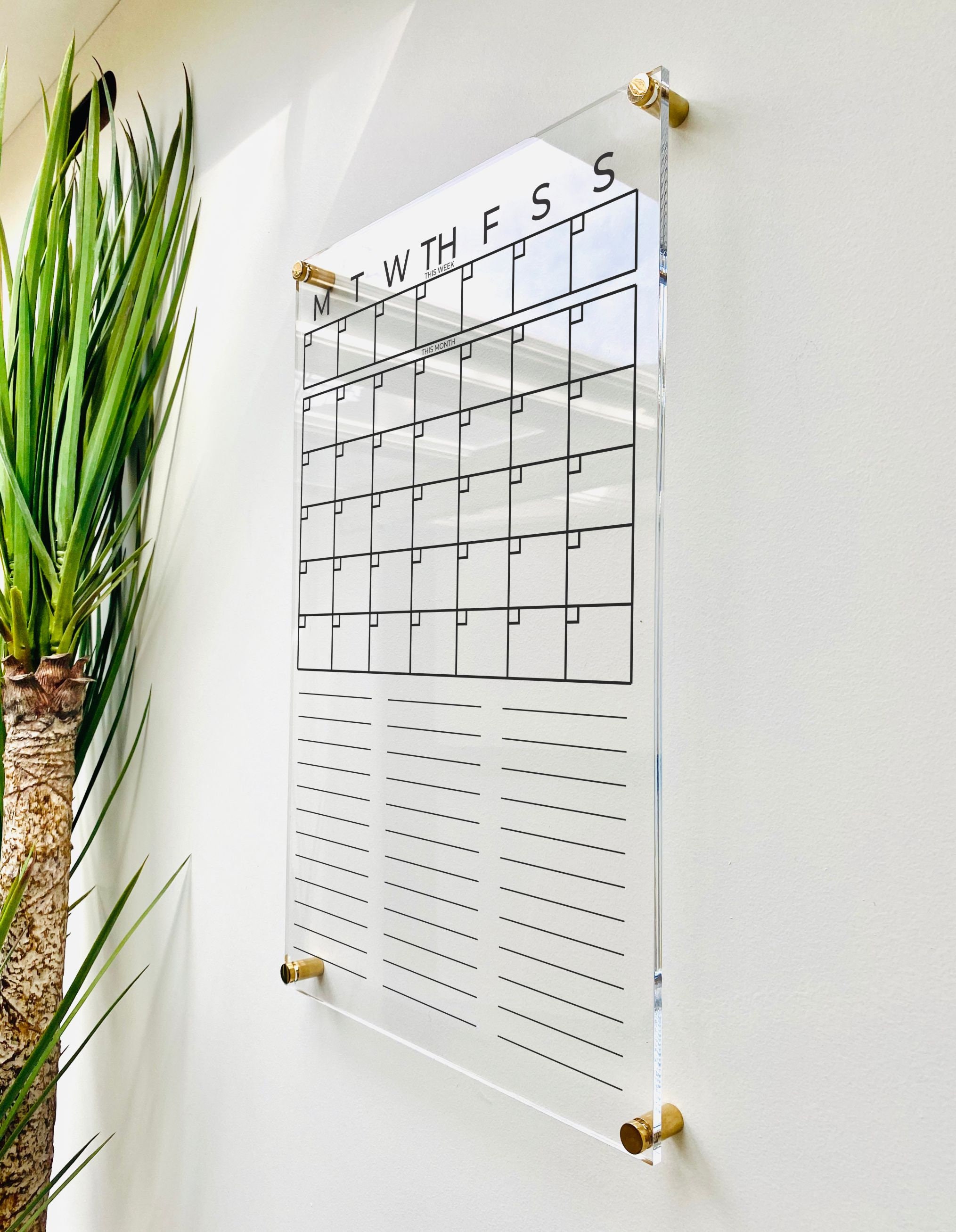 Acrylic Monthly Calendar for Wall With Notes Ll Family Habit | Etsy