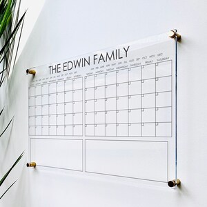 Personalized Acrylic Calendar For Wall ll dry erase board lucite clear acrylic calendar office decor housewarming 03-007-043 image 2