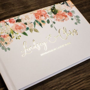 Custom Wedding Guest Book || Photo Guest Book Personalized Booth Sign In Book Baby Bridal Shower Journal Rose Gold Silver FF9P 11-001-002