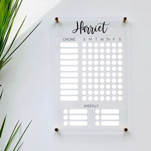 Personalized Chore Chart For Kids || custom chore chart children  dry erase board  clear acrylic homeschool girls boys 03-009-013