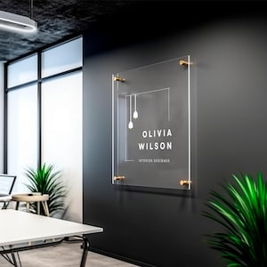 Custom Square Acrylic Business Logo Sign || custom logo sign for business outdoor use black frosted clear white acrylic glass look door sign