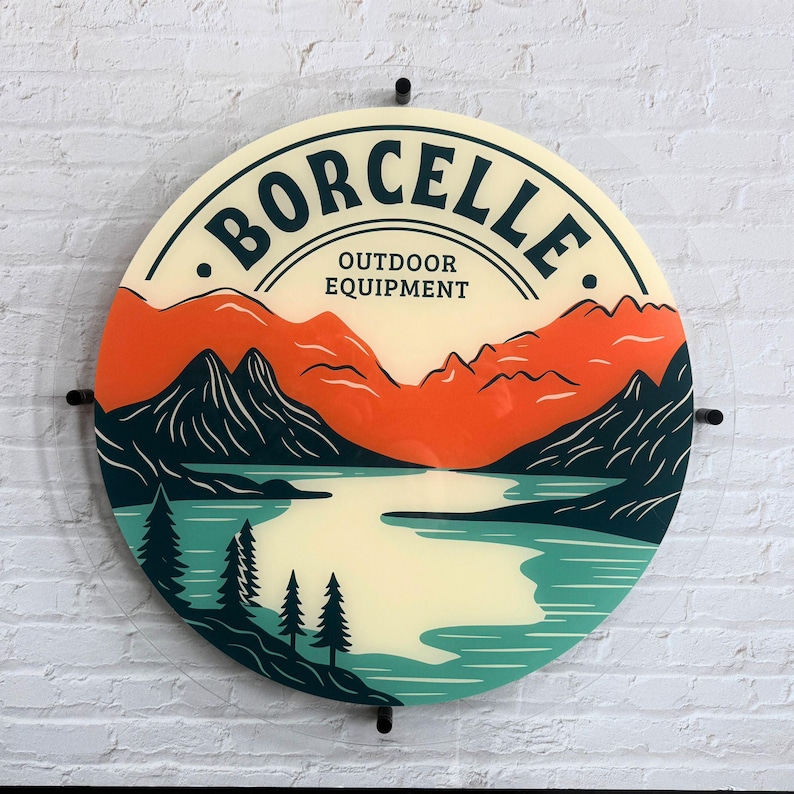 Custom Circle Acrylic Business Logo Sign || custom logo sign for business outdoor use black frosted clear white acrylic glass look door sign image 2