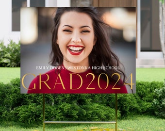 Graduation Yard Sign || DIGITAL DOWNLOAD || Custom graduate party sign display congrats grad party 2024 template download ACT10