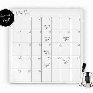 SHIPS SAME DAY* - Acrylic Monthly Calendar  | Dry Erase Calendar Monthly Weekly White Board Non Magnetic For Fridge, Wall, Glass Hanging