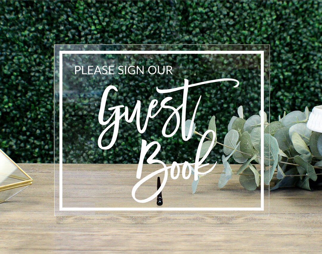 Guest Book Table Sign Acrylic Wedding Sign Calligraphy Clear Wedding