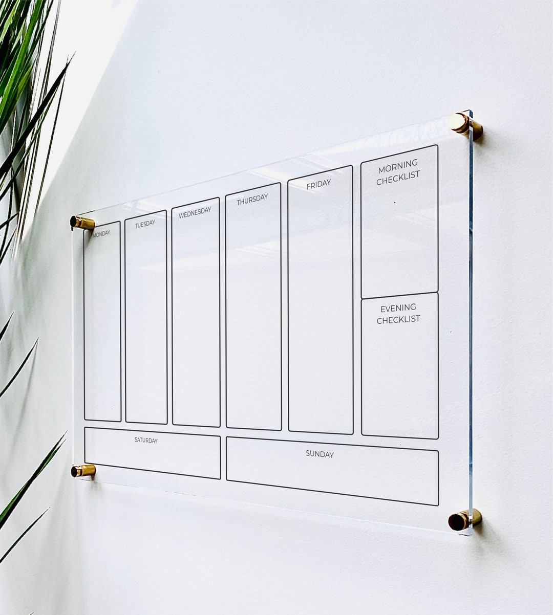 Acrylic Weekly Calendar Board for Wall Family Command Center Dry Erase Board White Acrylic