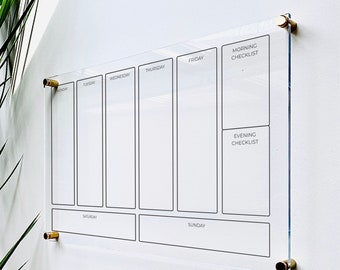 Acrylic Weekly Calendar Board For Wall || family command center dry erase board white acrylic calendar minimalist office decor 03-009-135