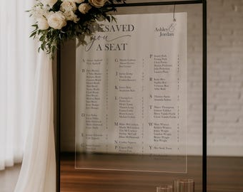 Acrylic Wedding Seating Chart Sign || Custom Wedding Sign Clear Black White Frosted Welcome Sign Chart Seat Alphabetical By Table 03-039-222