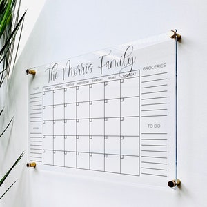 Personalized Acrylic Calendar For Wall ll  dry erase board lucite clear acrylic calendar  office decor housewarming 03-007-026