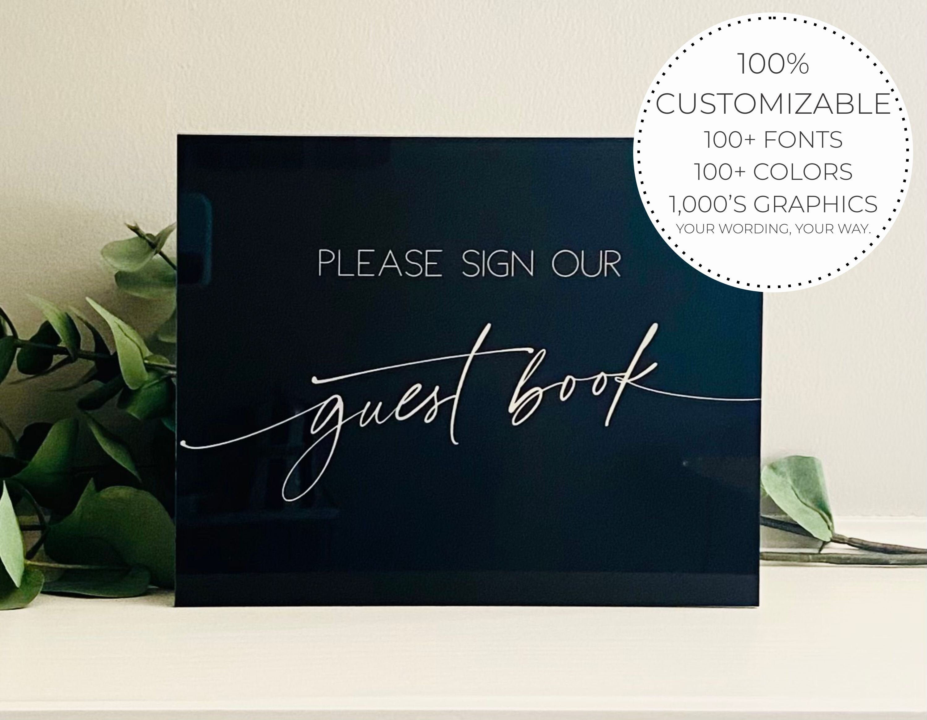 Custom Acrylic Guest Book Table Sign clear black white pink | Etsy