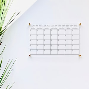 Personalized Acrylic Calendar For Wall ll dry erase board lucite clear acrylic calendar office decor housewarming 03-007-051 image 2