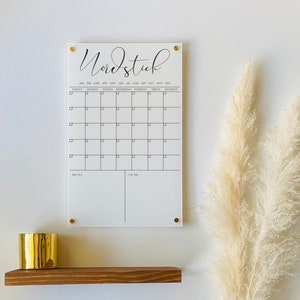 Personalized White Acrylic Calendar For Wall ll  dry erase board weekly planner lucite acrylic calendar  office decor 03-007-019W