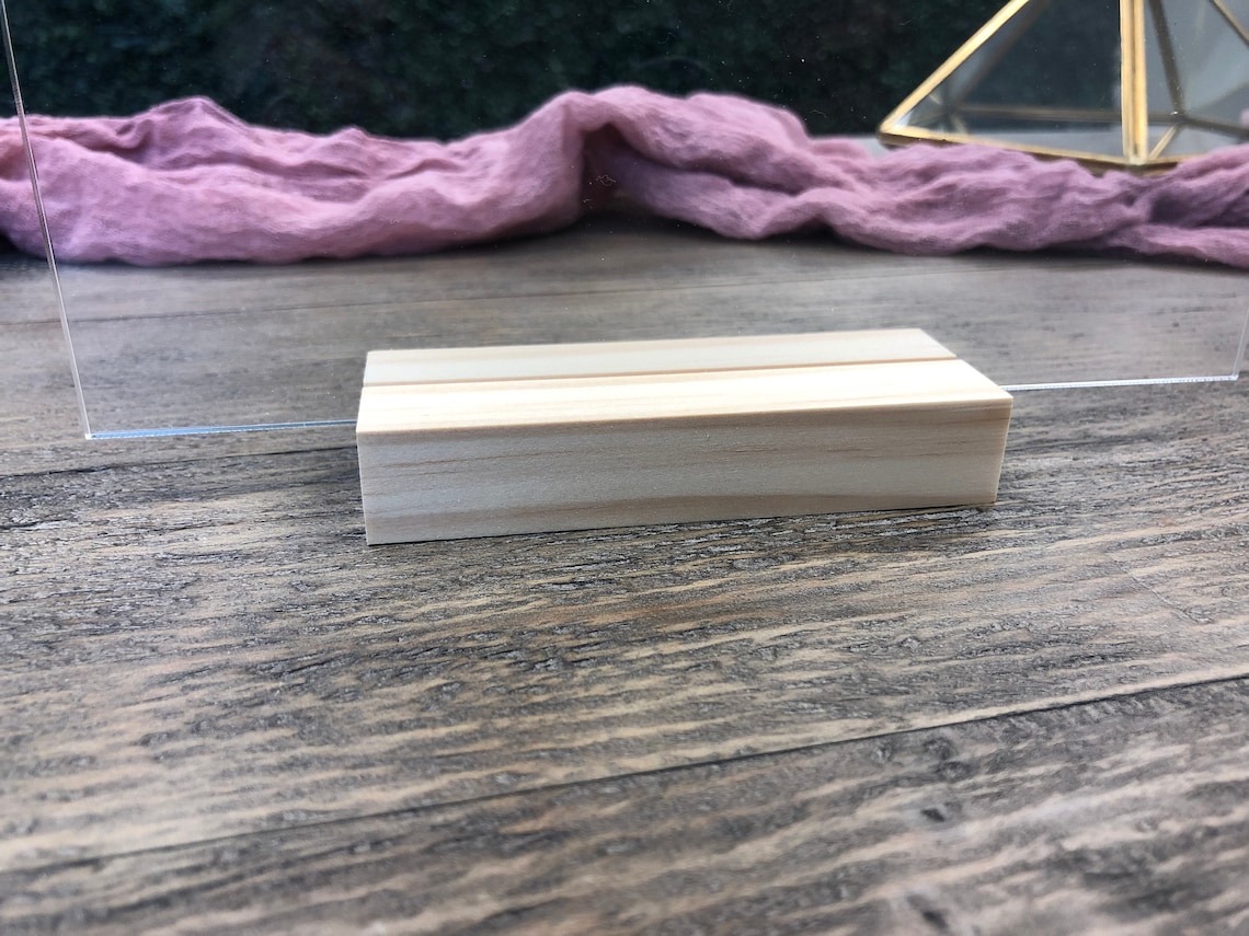 Wood Table Sign Holders 3 wide Stands Bases Acrylic Etsy