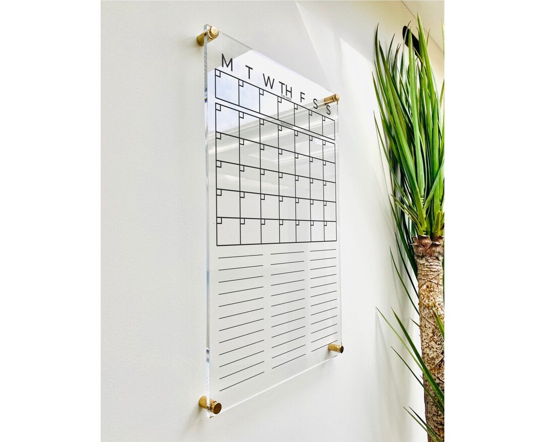 Acrylic Monthly Calendar for Wall With Notes Ll Family Habit Tracker ...
