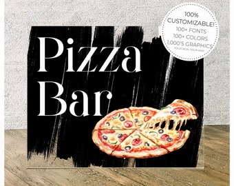 Pizza Bar Table Sign || Clear Acrylic Wedding Sign buffet bar sign bridal shower bachelorette party clear table sign decor 03-038-450