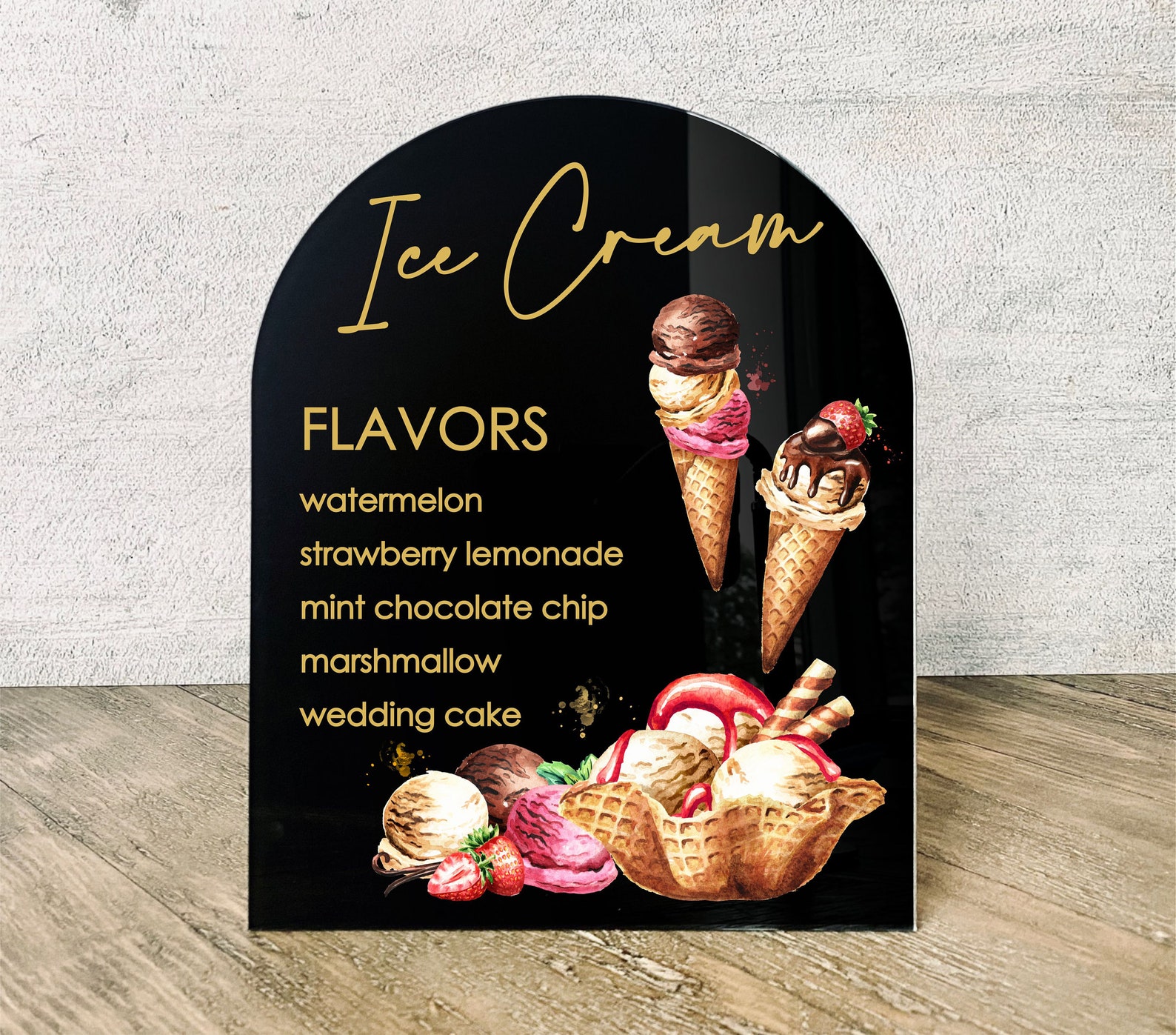 Ice Cream Bar Table Sign Ice Cream Kids Birthday Party Sign Etsy