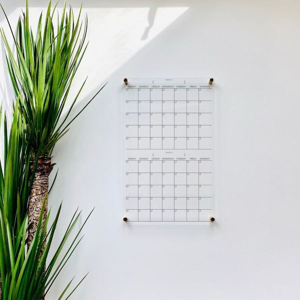 Acrylic Calendar For Wall 2 Month Design ll  dry erase board weekly planner lucite clear acrylic calendar  office decor 03-007-017