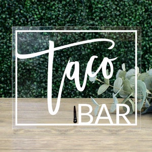 Taco Bar Sign || acrylic sign taco party fiesta theme bar sign wedding clear bachelorette bar cart decor birthday party FF13P 03-038-005