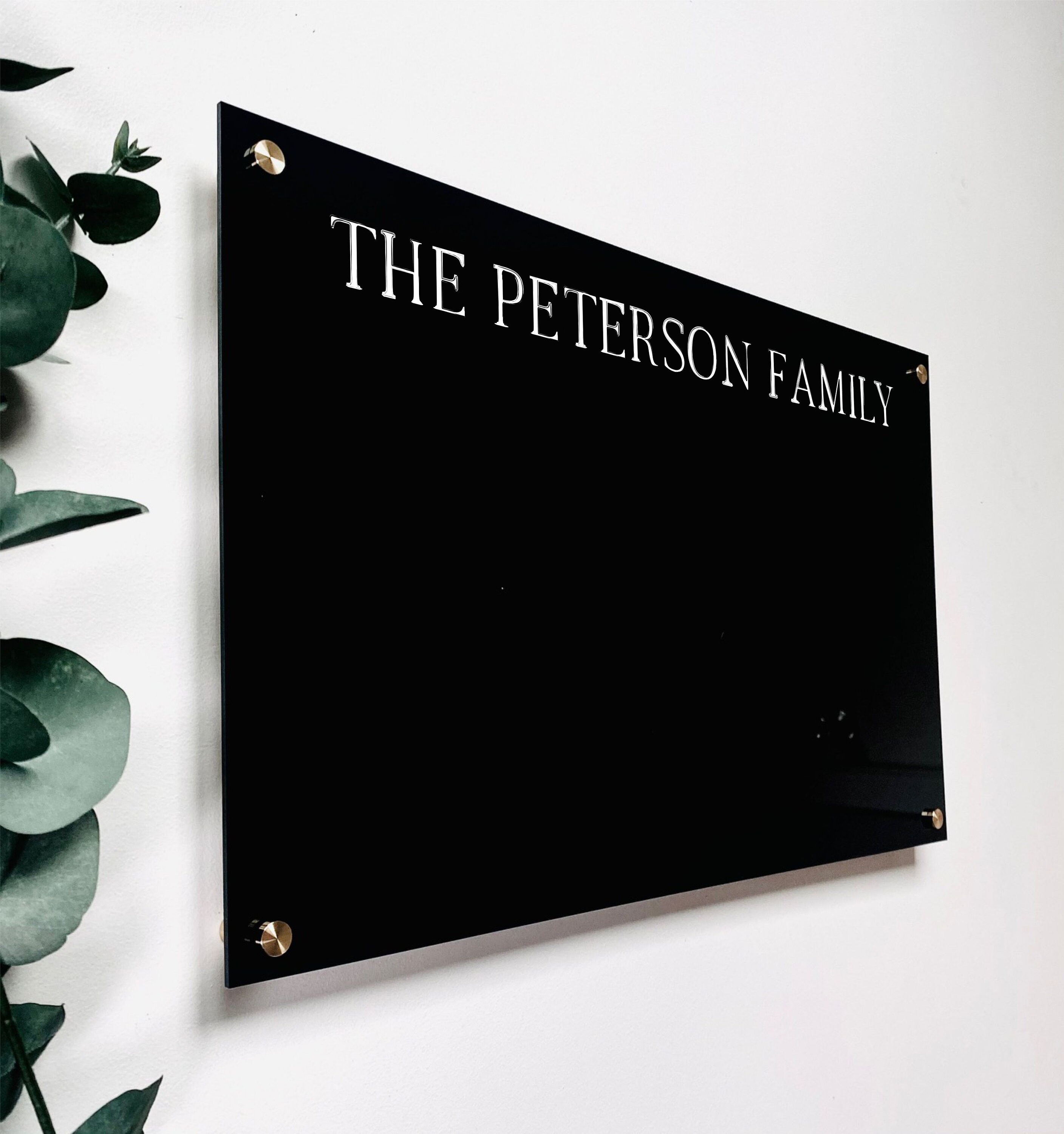 Personalized Black Acrylic Board For Wall family dry erase Etsy