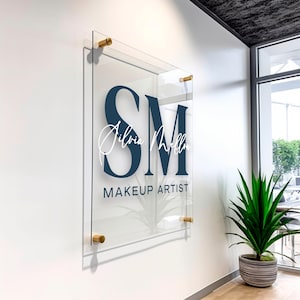 Custom Square Acrylic Business Logo Sign || custom logo sign for business outdoor use black frosted clear white acrylic glass look door sign bild 1