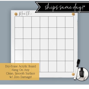 Acrylic Monthly Calendar For Wall / Fridge | Notes Memo Board Dry Erase Family Planner ADHD Daily Monthly Tasks Responsibility