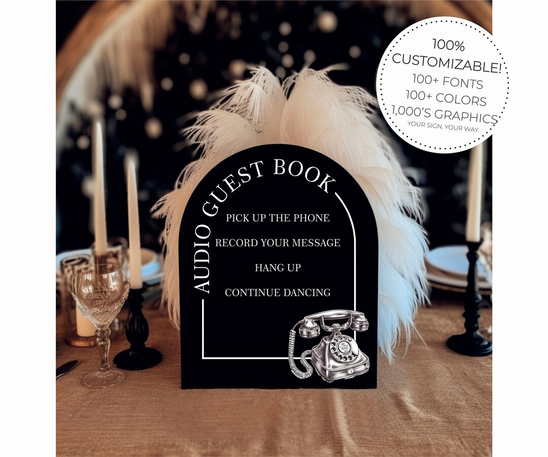 Audio Guest Book Table Sign Acrylic Wedding Sign Calligraphy Clear ...