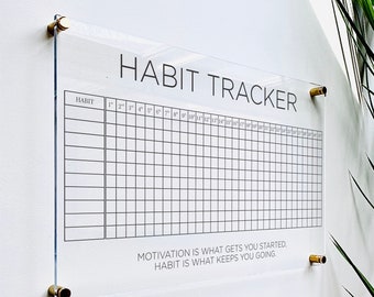 Acrylic Goals & Habit Tracker Board - Dry Erase Wall Planner for Fitness, Self-Care, Productivity Daily Routine Tracking
