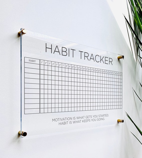 Acrylic Habit Tracker Board for Wall Family Command Center Dry Erase Board  Clear Acrylic Calendar Minimalist Office Decor 03-009-048 