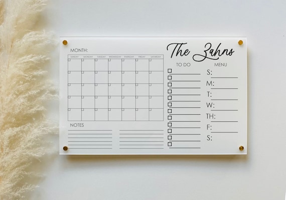 Buy Personalized White Acrylic Calendar for Wall Ll Dry Erase Board Acrylic  Calendar Office Housewarming Wedding Gift 03-007-039W Online in India - Etsy