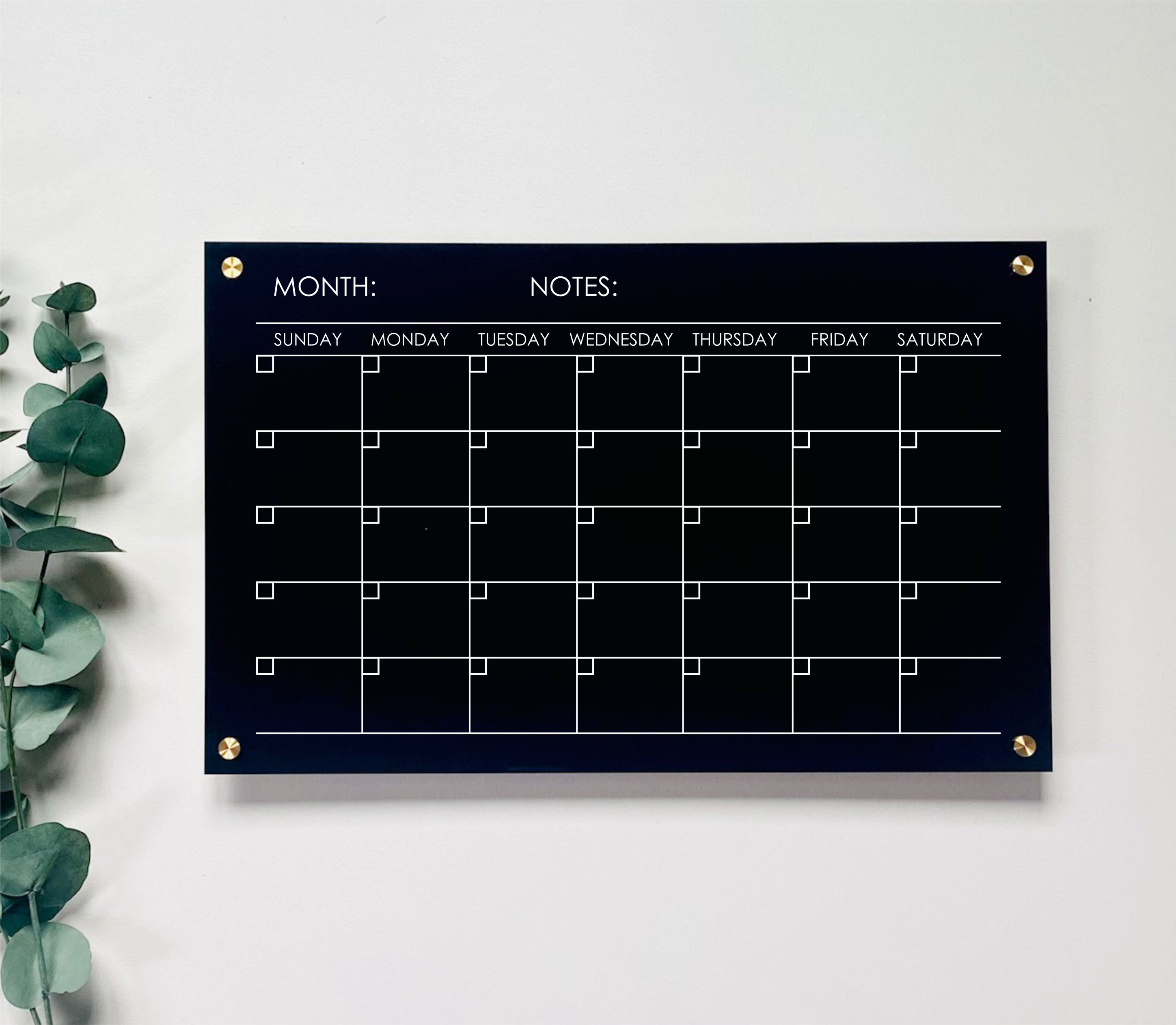 Personalized Black Acrylic Calendar For Wall dry erase Etsy