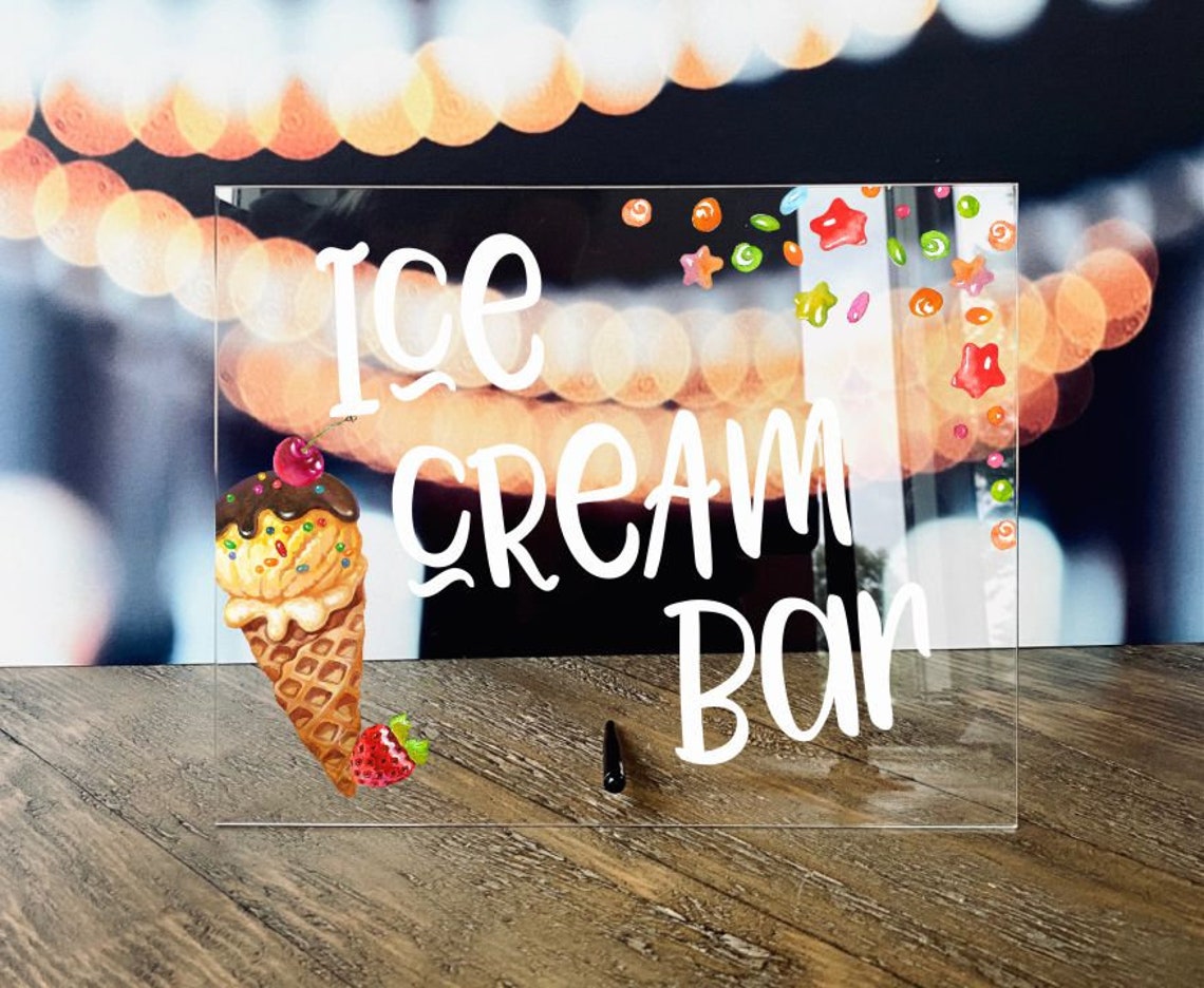 Ice Cream Bar Table Sign Ice Cream Kids Birthday Party Sign Etsy