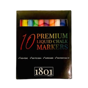 3 mm Chalk Markers, Set of 10 Bold Colors, best for acrylic boards