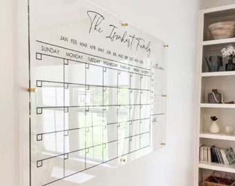 Personalized Acrylic Calendar For Wall ll  dry erase board lucite clear acrylic calendar  office decor housewarming 03-007-001