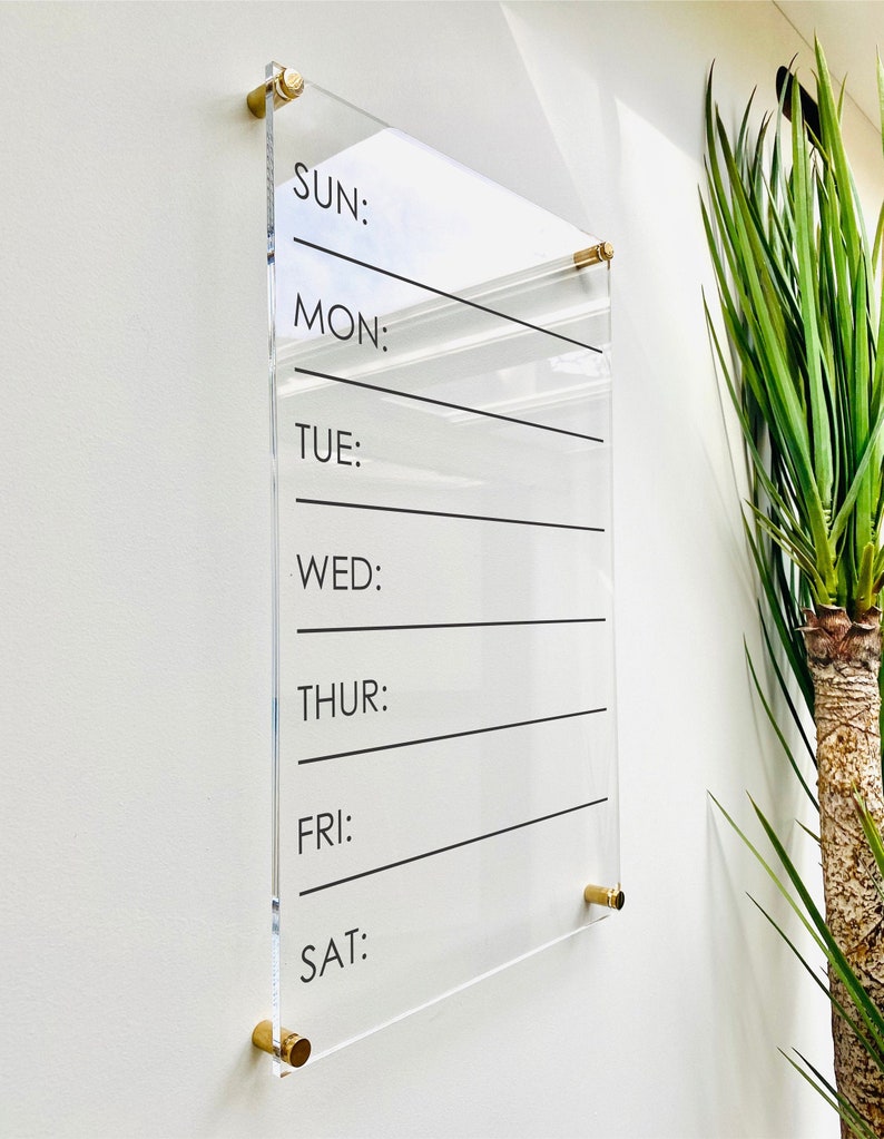 Acrylic Weekly Calendar Board For Wall family command center dry erase board clear acrylic calendar office decor 03-009-030 image 1