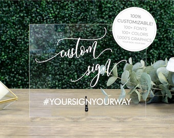 Custom Acrylic Wedding Table Sign || Hashtag Photo Booth Photo Guest Book Sign Clear Acrylic Wedding Signage Calligrapher FF2PC 03-038-097